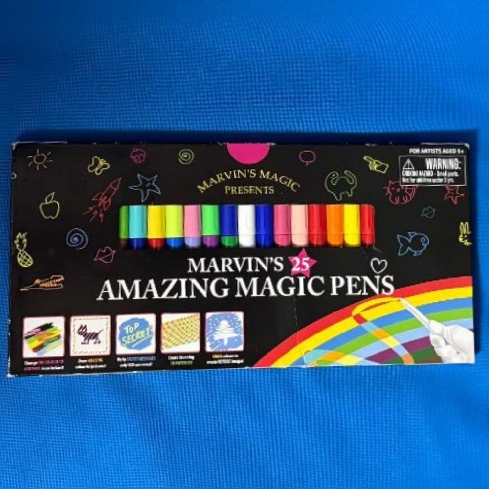 MARVIN'S 25 PACK AMAZING MAGIC PENS / MAGIC ART MAGIC PENS PLUS ERASABLE PENS!!